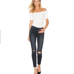PAIGE Verdugo Ankle Skinny Jeans Distressed Kaleea Dark Wash Stretch Raw Hem 25
